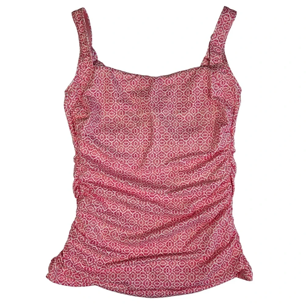 Talbots x Miraclesuit Pink Cabana Batik Geo Tankini Swim Top Only Size 6